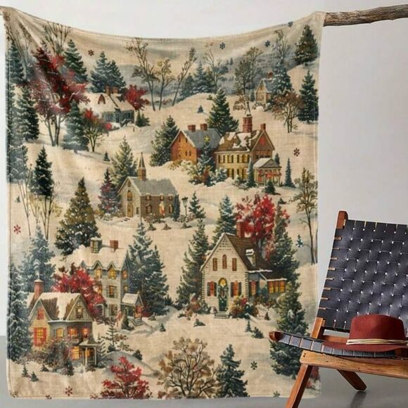 Vintage Inspired Christmas Flannel Blanket, Cozy & Soft, Warm‎ Christmas Gift - Picture 11 of 11